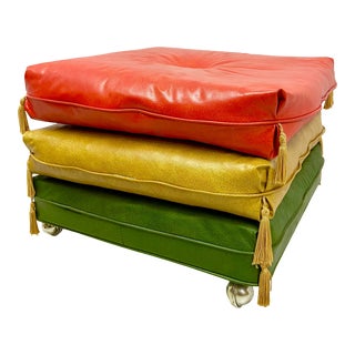 1960s Vintage Babcock Philips Stacking Rolling Hassock Footrest With Tassels For Sale