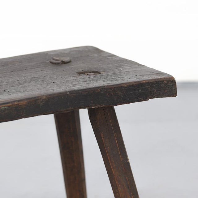 Wood Antique Wabi Sabi Primitive Stool or Side Table For Sale - Image 7 of 10