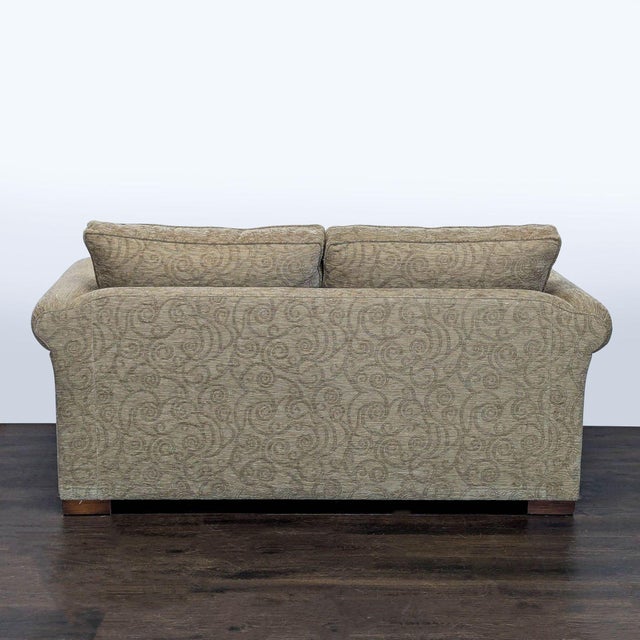 2000 - 2009 Traditional Patterned Loveseat With Rolled Arms For Sale - Image 5 of 9