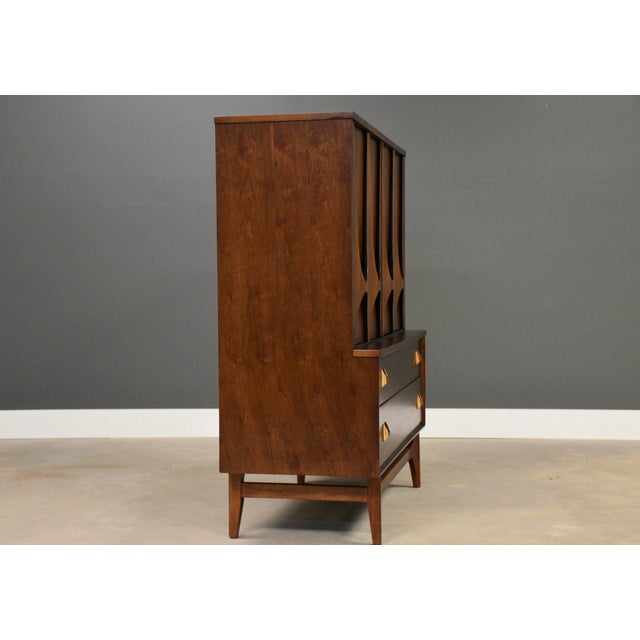 1960s 1960s Refinished Broyhill Brasilia Walnut Tall Mid Century Dresser For Sale - Image 5 of 12