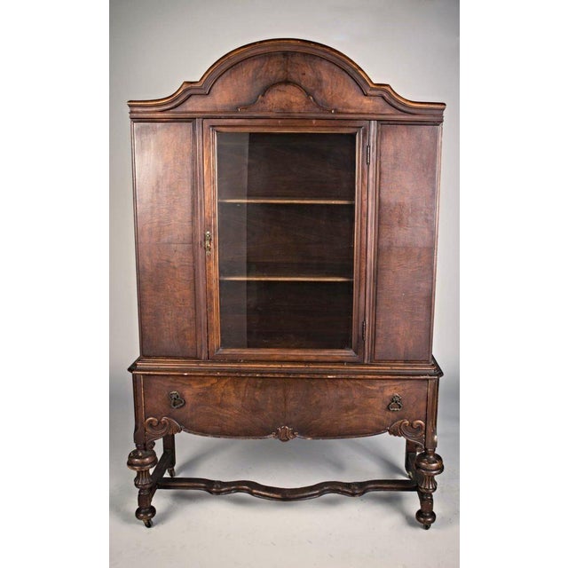 1800s 19th C Hyman Walnut China Cabinet Breakfront Cupboard