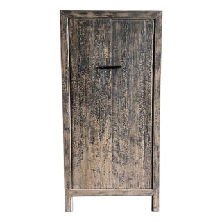 Reclaimed Wood Armoire Cabinet With Iron Hardware For Sale