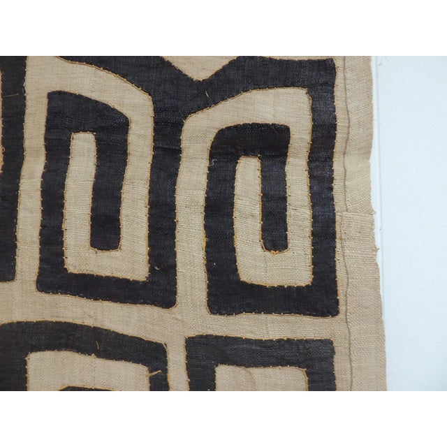 Tribal Vintage Natural and Black African Applique Kuba Textile For Sale - Image 3 of 6