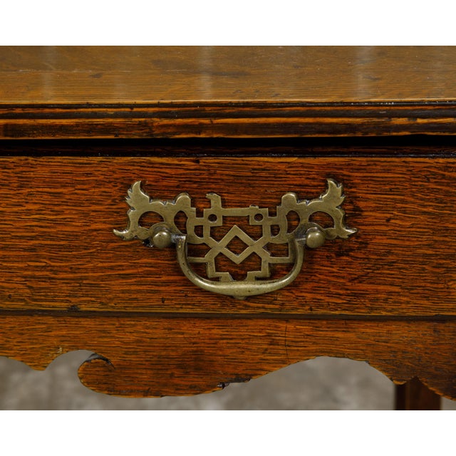 English English Georgian Period 18th Century Oak Side Table with Carved Apron and Drawer For Sale - Image 3 of 12