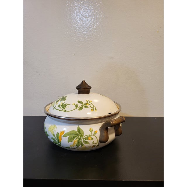 Lovely vintage Asta enameled metal cookware. Floral design. Made in Germany. Perfect for entertaining at home. From stove...