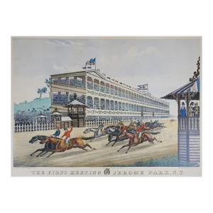 1870s the First Meeting, Jerome Park New York Horse Racing Lithograph