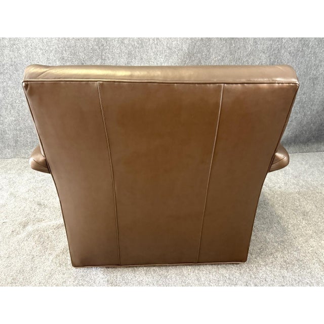 Jessica Charles Leather Swivel Club Chair For Sale - Image 4 of 9