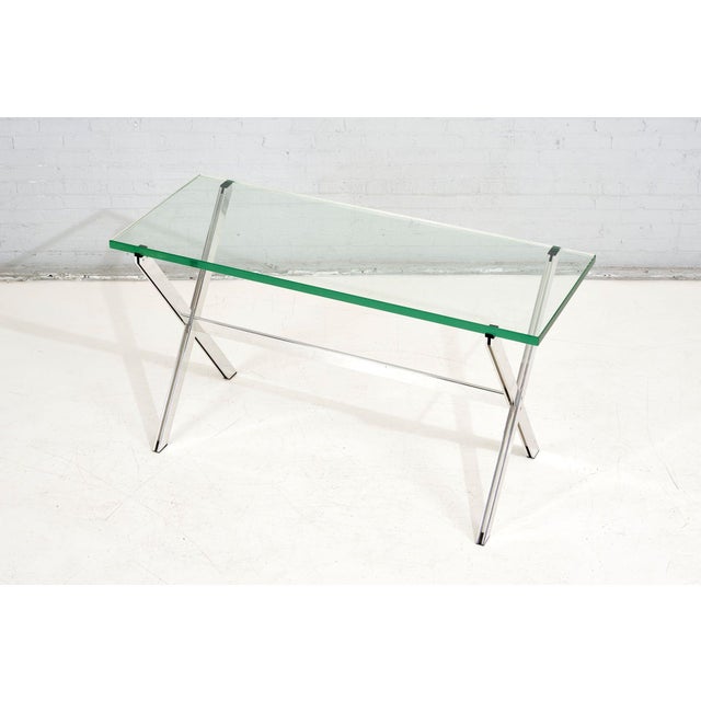 Florence Knoll Chrome and Glass X Base Console Table, 1960 For Sale - Image 4 of 10