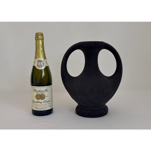 Art Nouveau Henker & Co. Art Nouveau Double-Handled Lavanite 'Anthracite' Stone Sculpted Vase 1910s -30s For Sale - Image 3 of 9