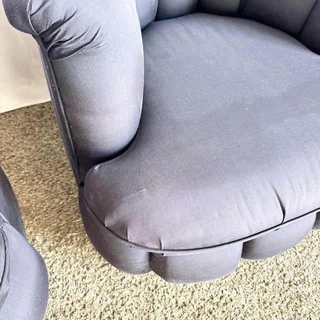 Postmodern Postmodern Black Clam Shells Swivel Lounge Chairs - A Pair For Sale - Image 3 of 12