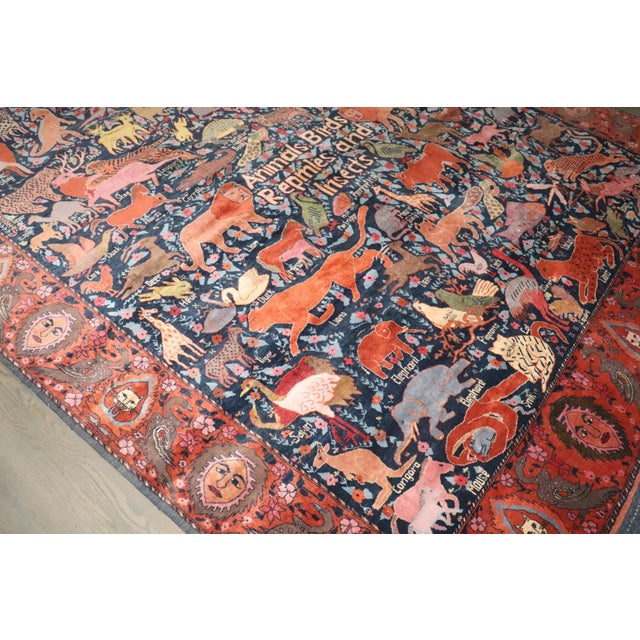 Crazy Animal Motif South Persian Pictorial Rug rug no.j4766 For Sale - Image 9 of 15