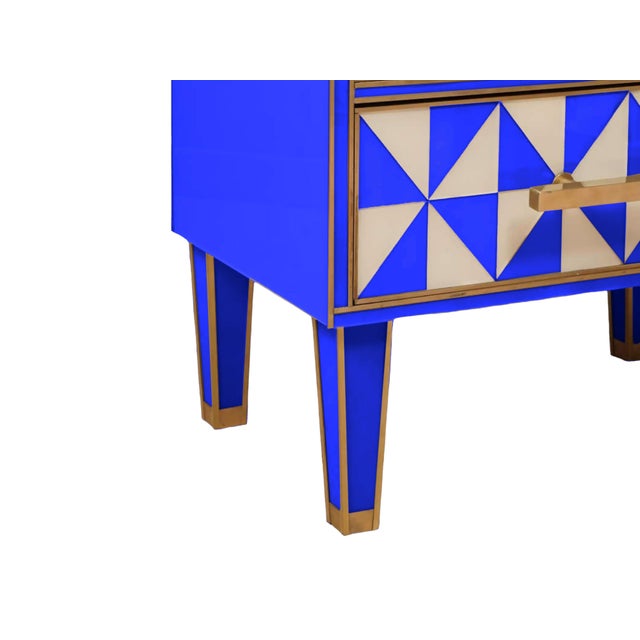 Blue and White Optical Effect Nightstands in Murano Glass from Justfurnituress SRL, Set of 2 For Sale - Image 4 of 6