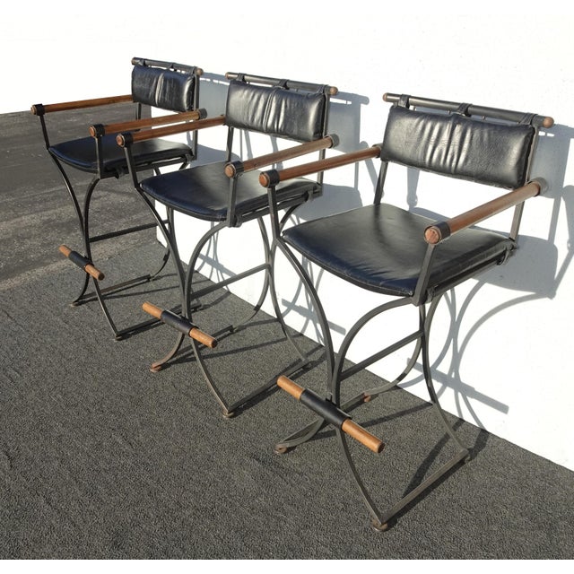 Mid-Century Modern Set of Three Vintage Cleo Baldon Style Mid Century Modern Black Barstools For Sale - Image 3 of 17