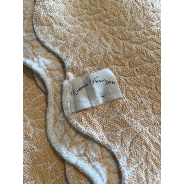 Portuguese Colchas Domingos Heavyweight Cotton Matelassé Oversized Queen Coverlet | Soft Buttercream For Sale - Image 13 of 13