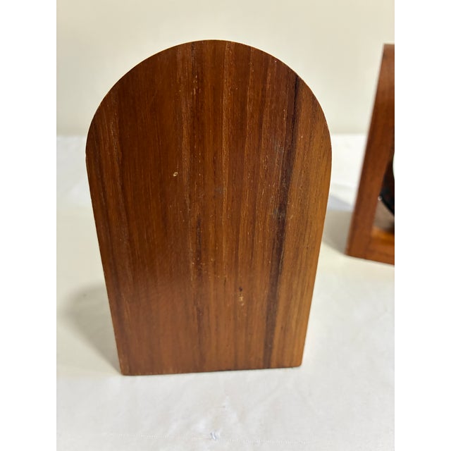 Wood Midcentury Wooden Rotating Globe Bookends—A Pair For Sale - Image 7 of 9