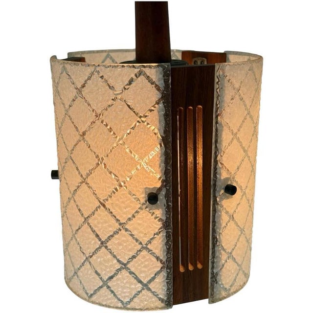Scandinavian Teak and Curved Glass Pendant Light, 1960s For Sale - Image 10 of 11