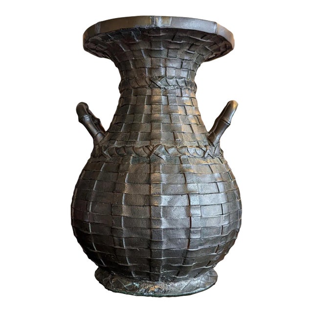 工芸品 Japanese Bronze Glazed Vase with Handles Japanese Bronze Enamel Cloisonne Vase Handled Made in Japan