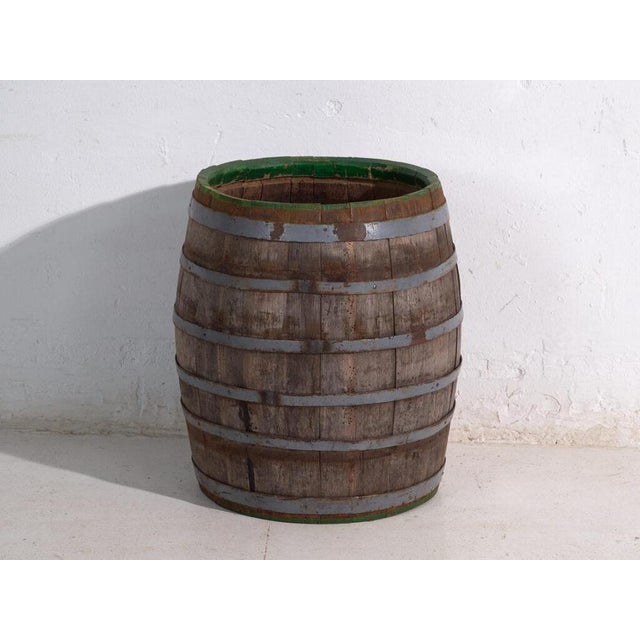 1920s Vintage Wooden Barrel with Iron Straps, Central Europe, 1920 For Sale - Image 5 of 7