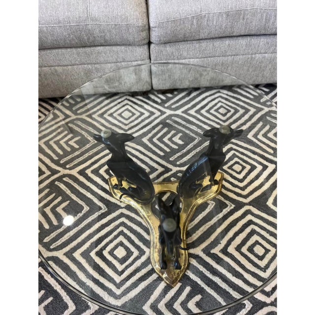 1980s 1980s Bronze Brass and Glass Greyhound Whippet Coffee Table Attributed to Maitland-Smith For Sale - Image 5 of 5