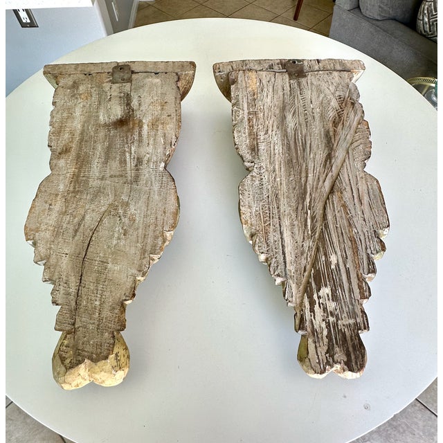 Pair Spanish Colonial Wood Polychrome Cherub Corbel Wall Brackets For Sale - Image 15 of 17