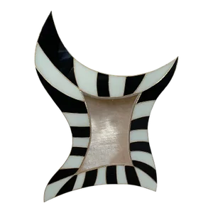 Shaped Mirror in White and Black Glass, 1980s
