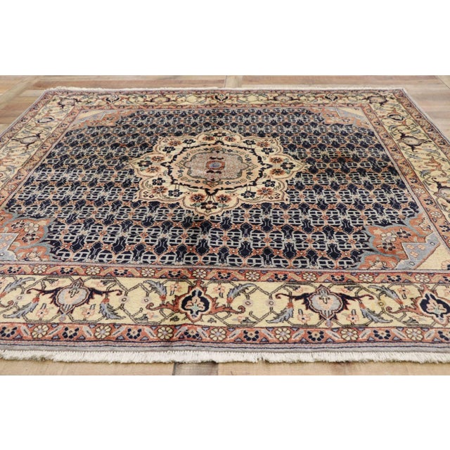 Navy Blue Vintage Persian Bijar Rug - 06'04 x 06'06 For Sale - Image 8 of 11