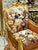 2020s French Louis XV Bergère Chair With Romantic Tapestry Upholstery, Velvet Panels & Hand-Gilded Gold Leaf Frame For Sale - Image 5 of 7