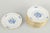 Meissen 12 plates, D. 16 cm, early 20th century. Hand-decorated porcelain with hand-painted blue floral motifs and gilt...