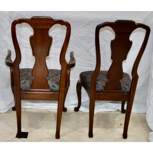 Queen Anne Mahogany Dining Chairs Attributed to Hickory Chair Set of 6 For Sale - Image 4 of 5