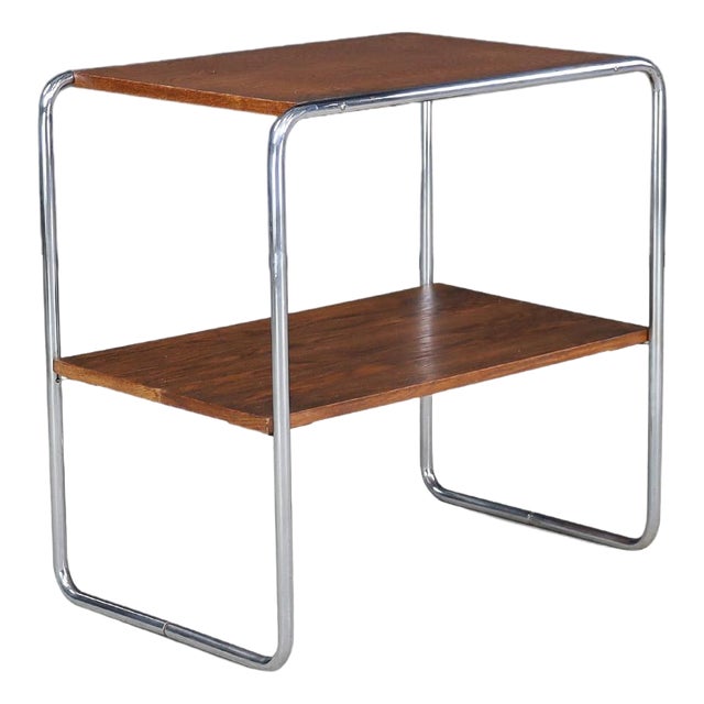 Bauhaus Tubular Steel Wood Console Table Model B12 attributed to Marcel Breuer for Thonet, 1930 For Sale