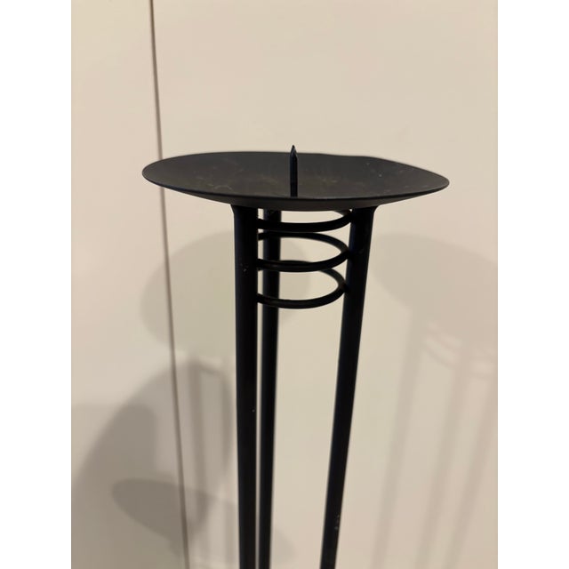 Modern Post Modern Atomic Metal Floor Candle Holders Candleabra a Pair For Sale - Image 3 of 6