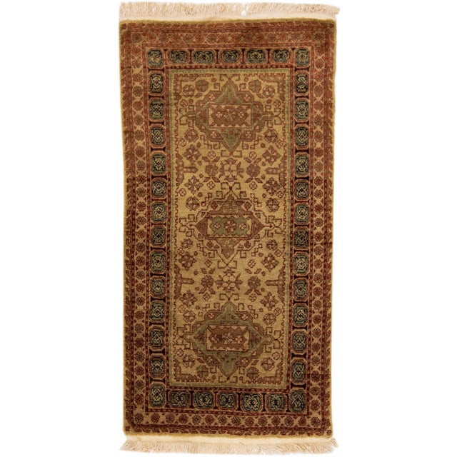 Textile 1920s Allover Modern Tabriz Style Handmade Sacetter Wool Rug InTan For Sale - Image 7 of 7