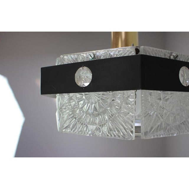 Czechoslovak Cut Glass and Chrome Pendant Light from Kamenický Šenov, 1970s For Sale - Image 9 of 14