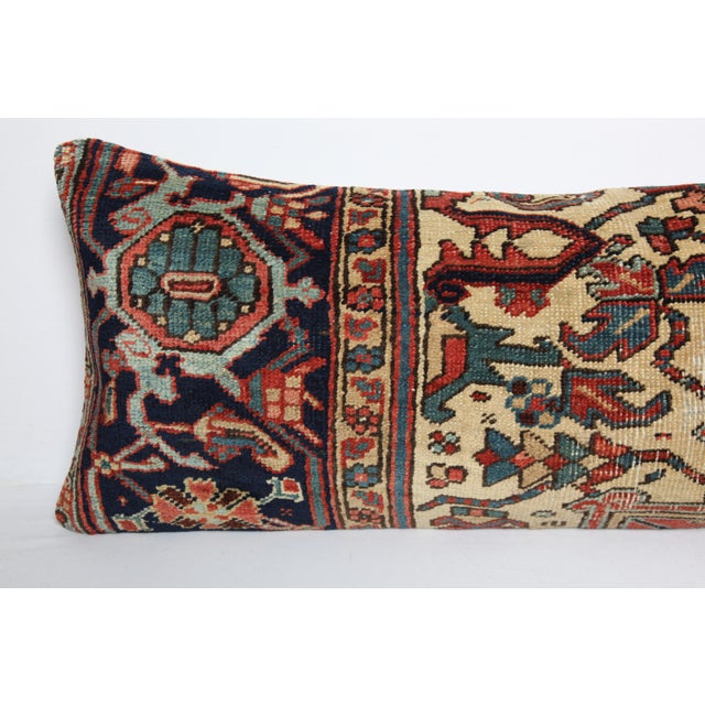 Antique Persian Heriz Lumbar Rug Pillow – Rare Handwoven Textile -16'' X 43'' For Sale - Image 4 of 10
