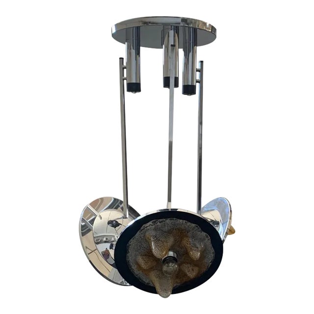 Steel and Polychrome Glass Chandelier with 3 Lights by Carlo Nason for Mazzega For Sale