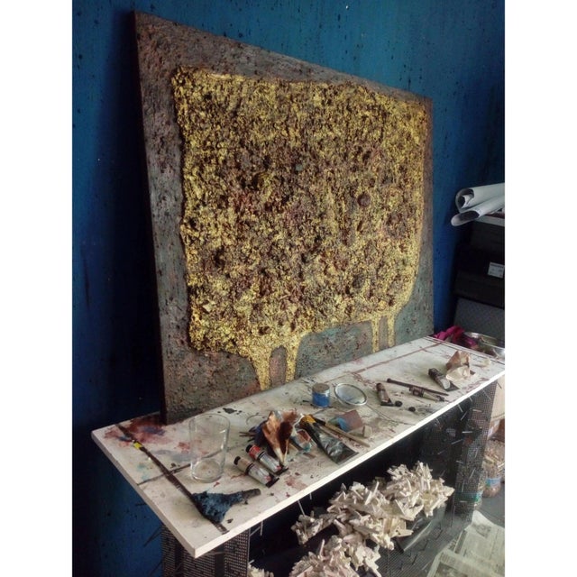 "From Elsewhere" Contemporary Original Abstract Relief Brutalist Neutral Palette Oil Painting For Sale - Image 10 of 10