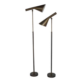 1970s Italian Modern Brass Floor Lamps - a Pair For Sale