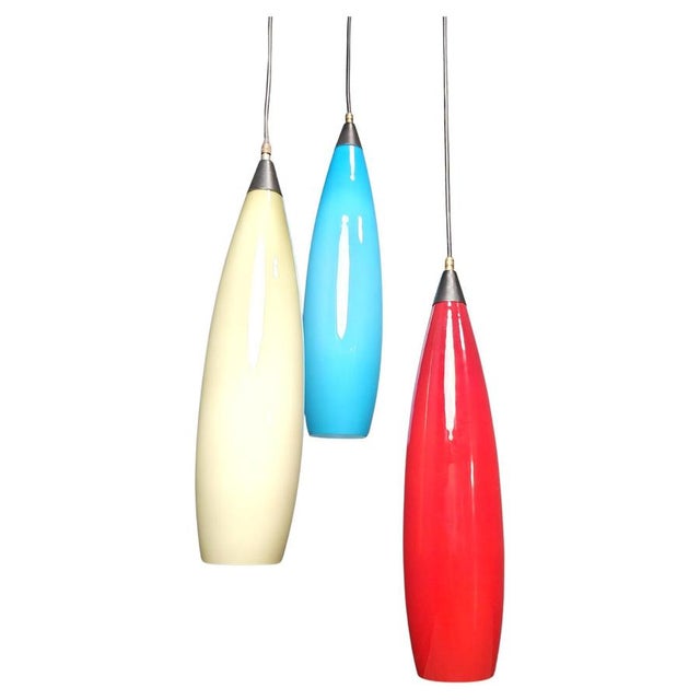 Vintage 3 Glass Pendant Lights from Vistosi, 1970s For Sale - Image 15 of 15