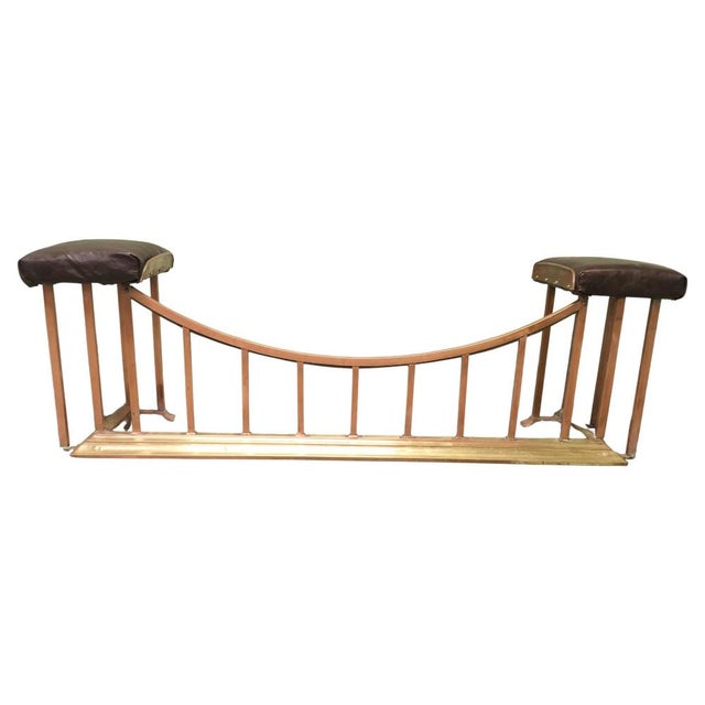 Copper and Brass Club Fender with Leather For Sale - Image 9 of 9