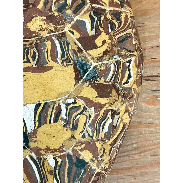 Vintage Italian Scagliola Gilt Tipped Pigmented Plaster Turtle Shell For Sale - Image 9 of 12