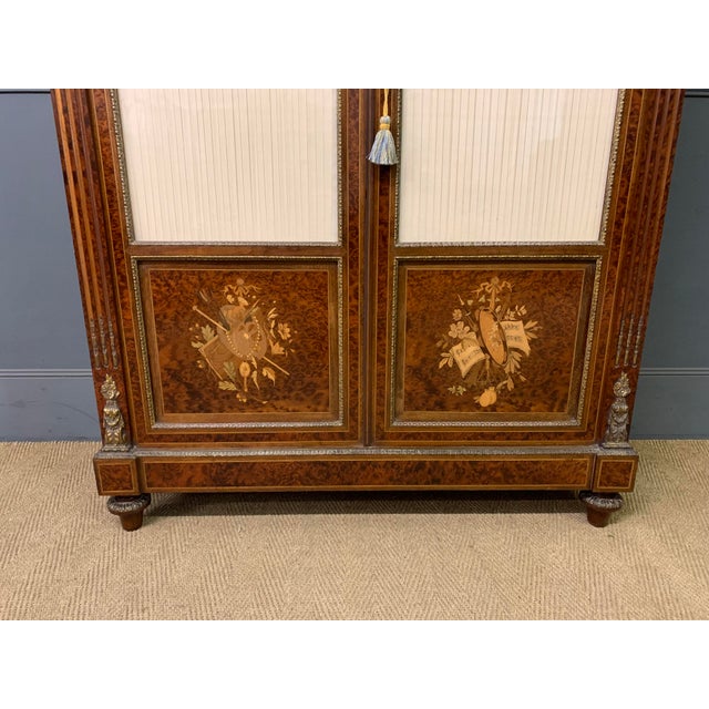 Antique French Inlaid Mahogany and Amboyna Bookcase, 1880 For Sale - Image 17 of 18