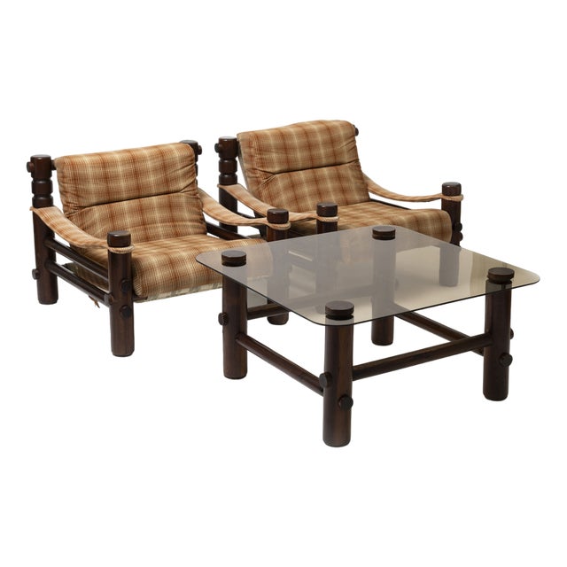 Lounge Chairs and Coffee Table Model Bjorn by Aleksander Kuczma, Poland, 1970s, Set of 3 For Sale