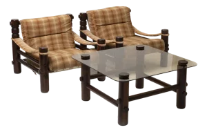 Lounge Chairs and Coffee Table Model Bjorn by Aleksander Kuczma, Poland, 1970s, Set of 3