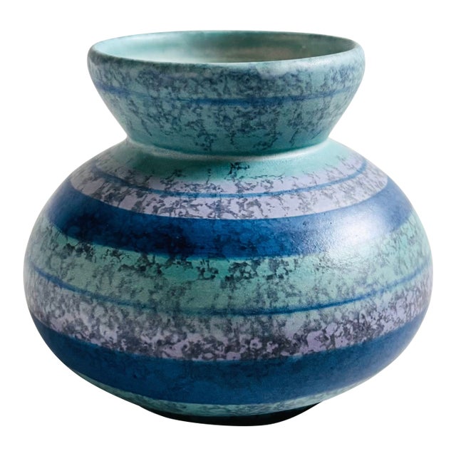 Blue and Purple Striped Pottery Vase For Sale