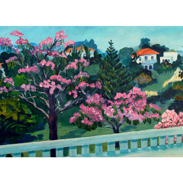 Mid Century Lotus Still Life / Bangkok Landscape on Verso (Double Sided) by Marge Quate Burt For Sale In Monterey, CA - Image 6 of 7