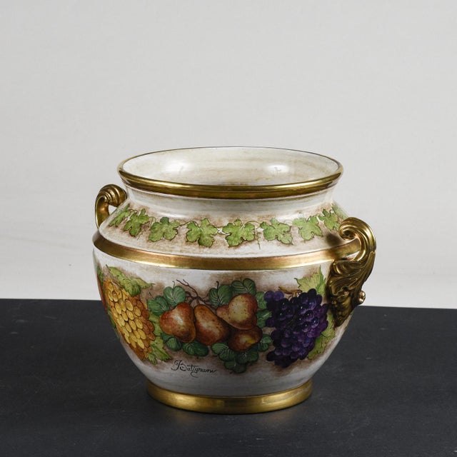 Hand-Decorated Ceramic Cache Pot by Batignani Prochet Torino For Sale - Image 3 of 10
