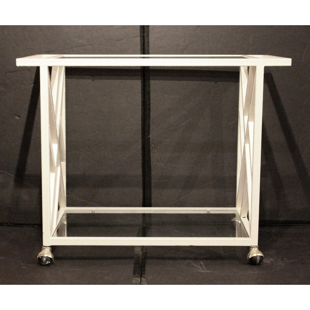 Mid-Century Modern Circa 1970 American Mid-Century Modern Iron & Glass Bar Cart For Sale - Image 3 of 5
