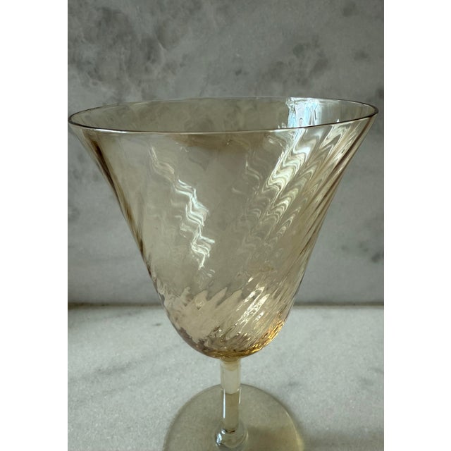 Amber Set of 5 Amber Crystal Wine Glasses For Sale - Image 8 of 11