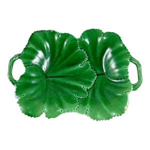 Copeland English Majolica Green Glazed Overlapping Leaf Two Handled Platter