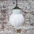White Vintage Industrial White Porcelain & Opaline Glass Brass Pendant Light For Sale - Image 8 of 9